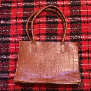 Elegant Vintage Brown Crocodile-Embossed leather briefcase/ bag